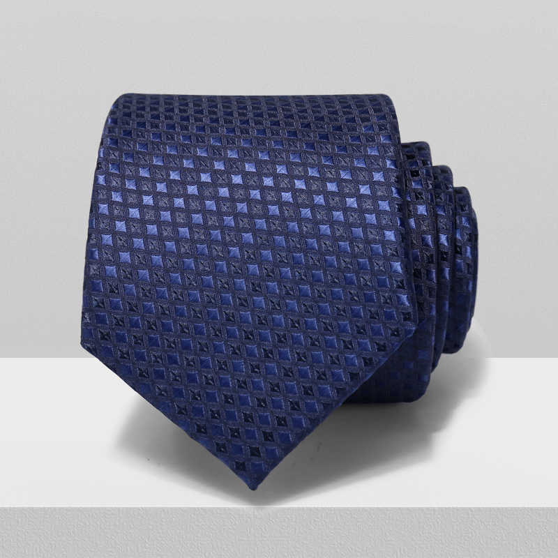 Navy Blue Tie Men's Business Dress 7cm Casual Gradient Plaid