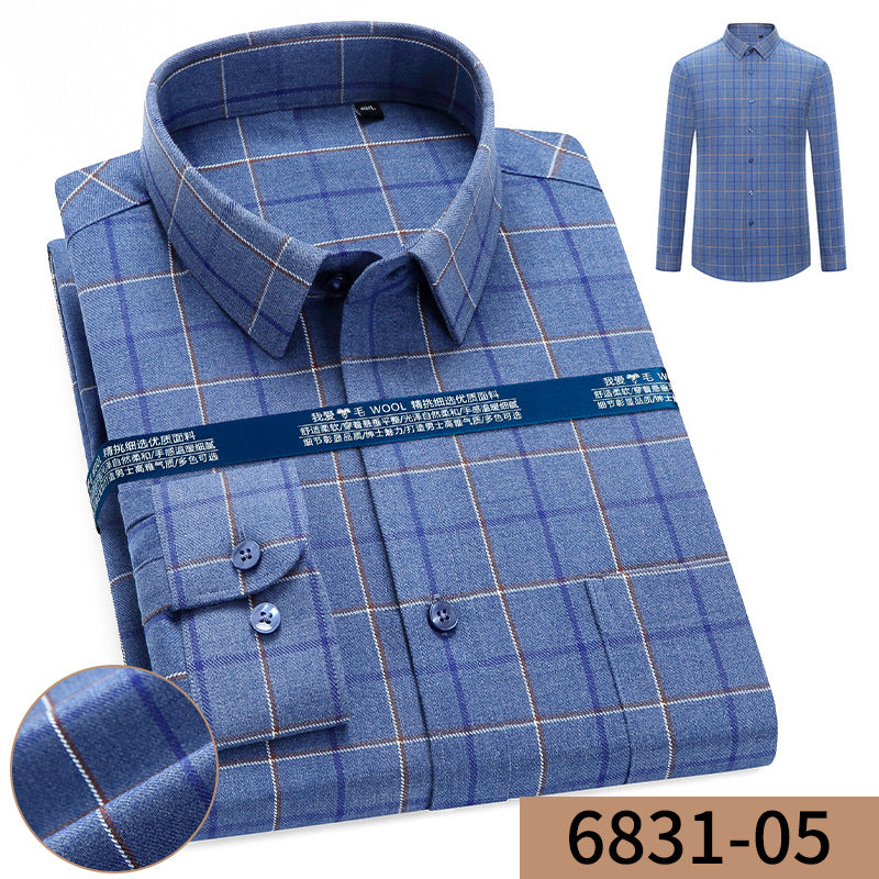 Men's Business Loose Cashmere Long Sleeve Shirt Without Ironing