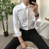 Men's long sleeve slim solid color shirt