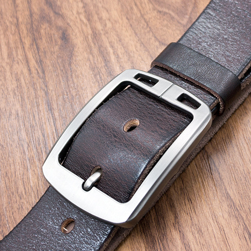 Handmade Retro Leather Pin Buckle Men's Soft Leather Pants Belt