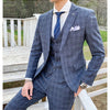 Korean Slim Men's Check Three-piece Customized Wedding Banquet Dress Groom Men's Suit