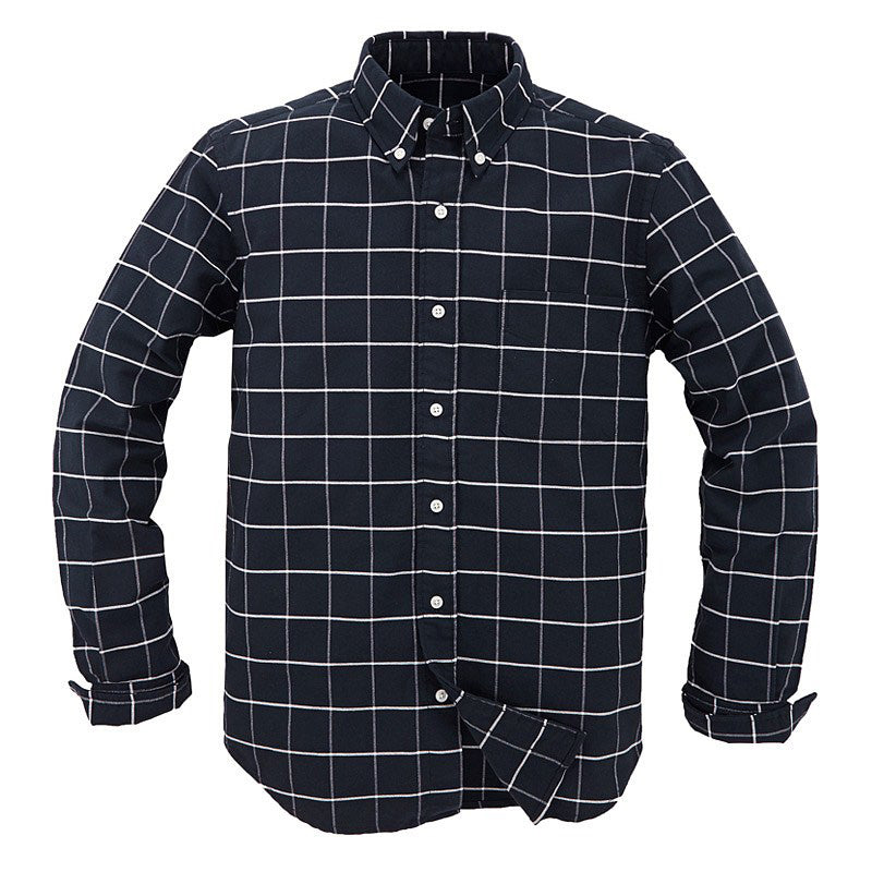 Men's Plaid White Long Sleeve Trendy Spring Summer Top