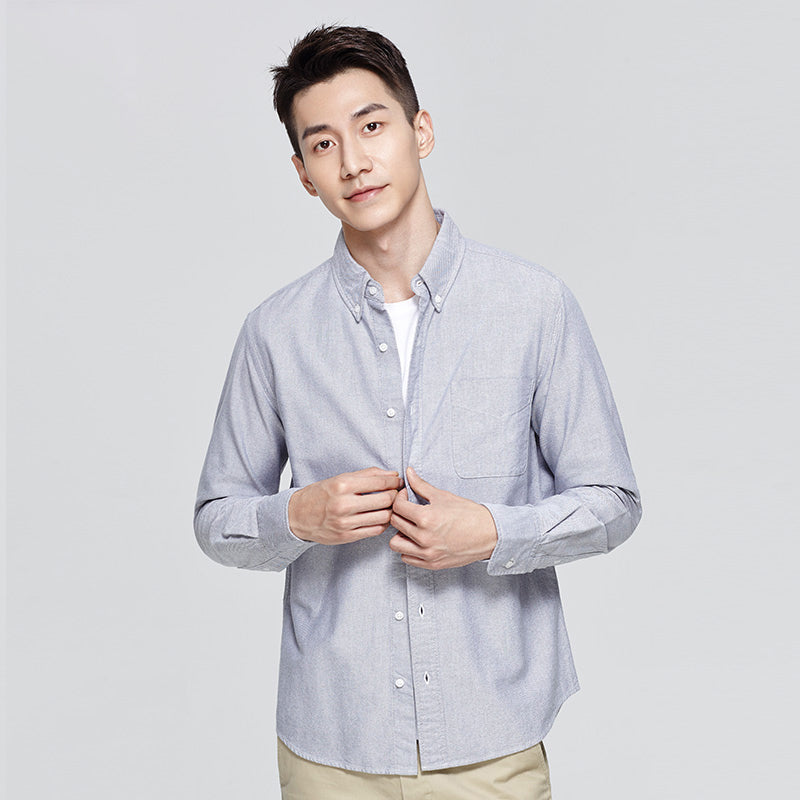 Men's Plaid White Long Sleeve Trendy Spring Summer Top