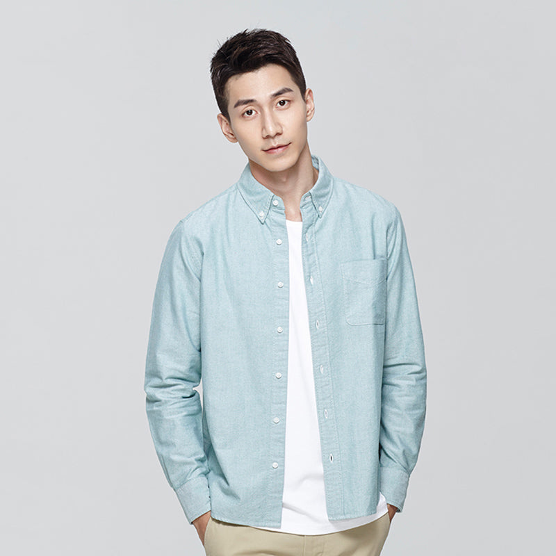 Men's Plaid White Long Sleeve Trendy Spring Summer Top