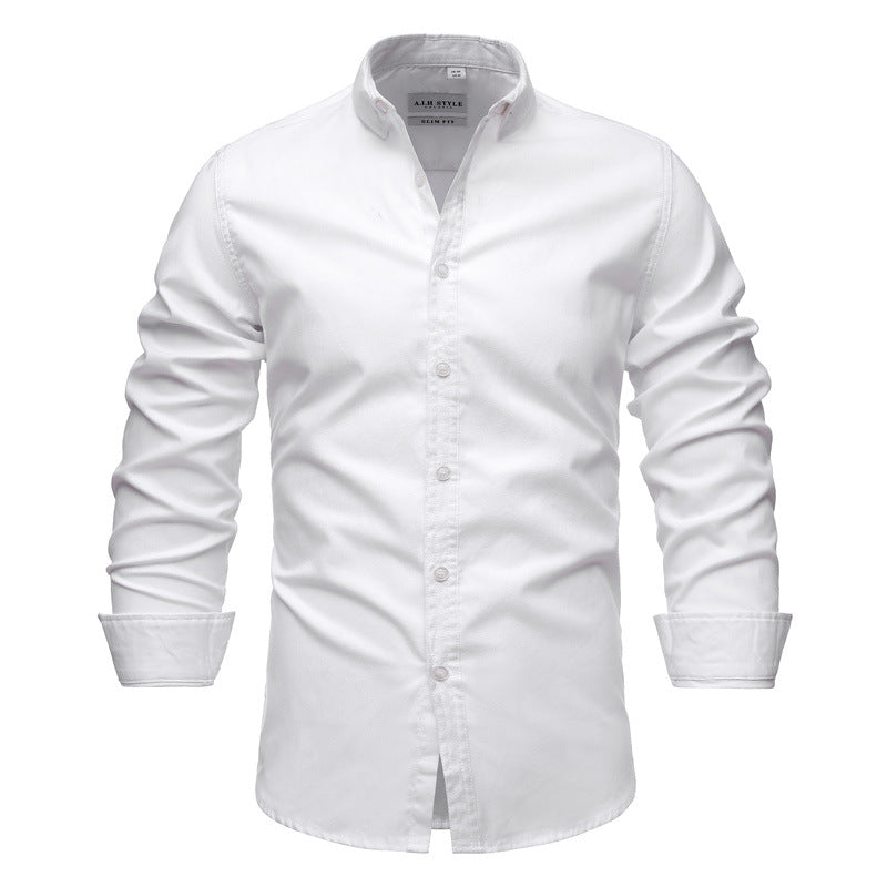 Pure Color Cotton Oxford Shirt Quality Business Casual Men's Slim Shirt