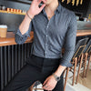 British Striped Slim-fit Square-neck Long-sleeved Shirt