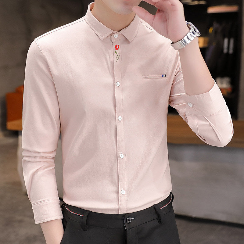 Striped Men's Long-sleeved Shirt, Handsome, Casual And Versatile