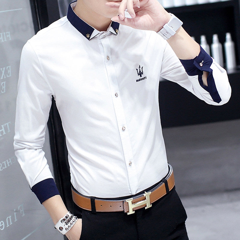 Striped Men's Long-sleeved Shirt, Handsome, Casual And Versatile