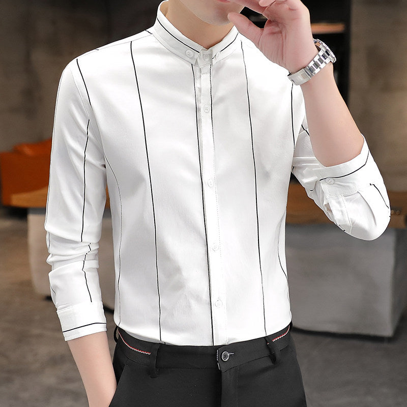 Striped Men's Long-sleeved Shirt, Handsome, Casual And Versatile