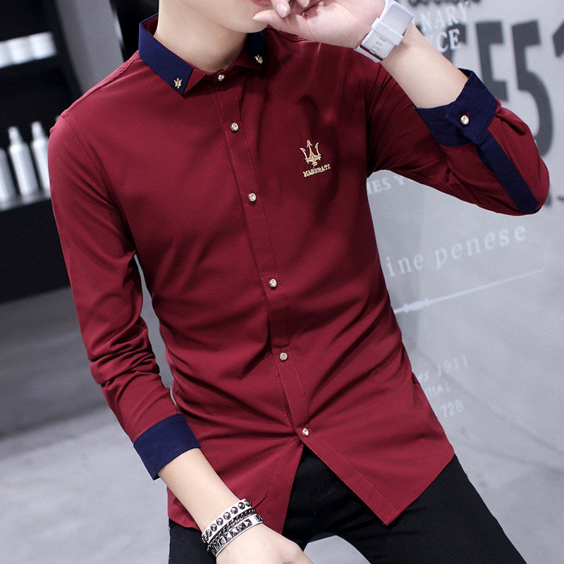Striped Men's Long-sleeved Shirt, Handsome, Casual And Versatile