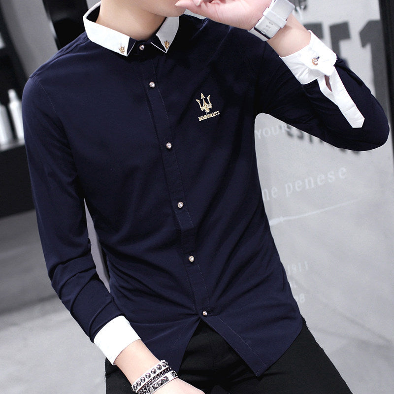 Striped Men's Long-sleeved Shirt, Handsome, Casual And Versatile