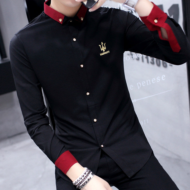 Striped Men's Long-sleeved Shirt, Handsome, Casual And Versatile