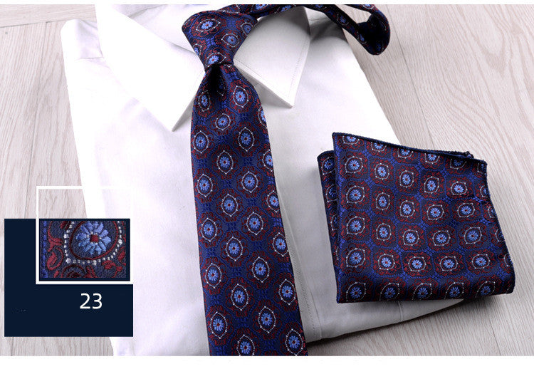 Business Formal Wear Casual Tie Pocket Square Combination