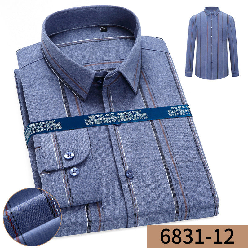 Men's Business Loose Cashmere Long Sleeve Shirt Without Ironing