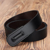 Men's leather belt with smooth buckle