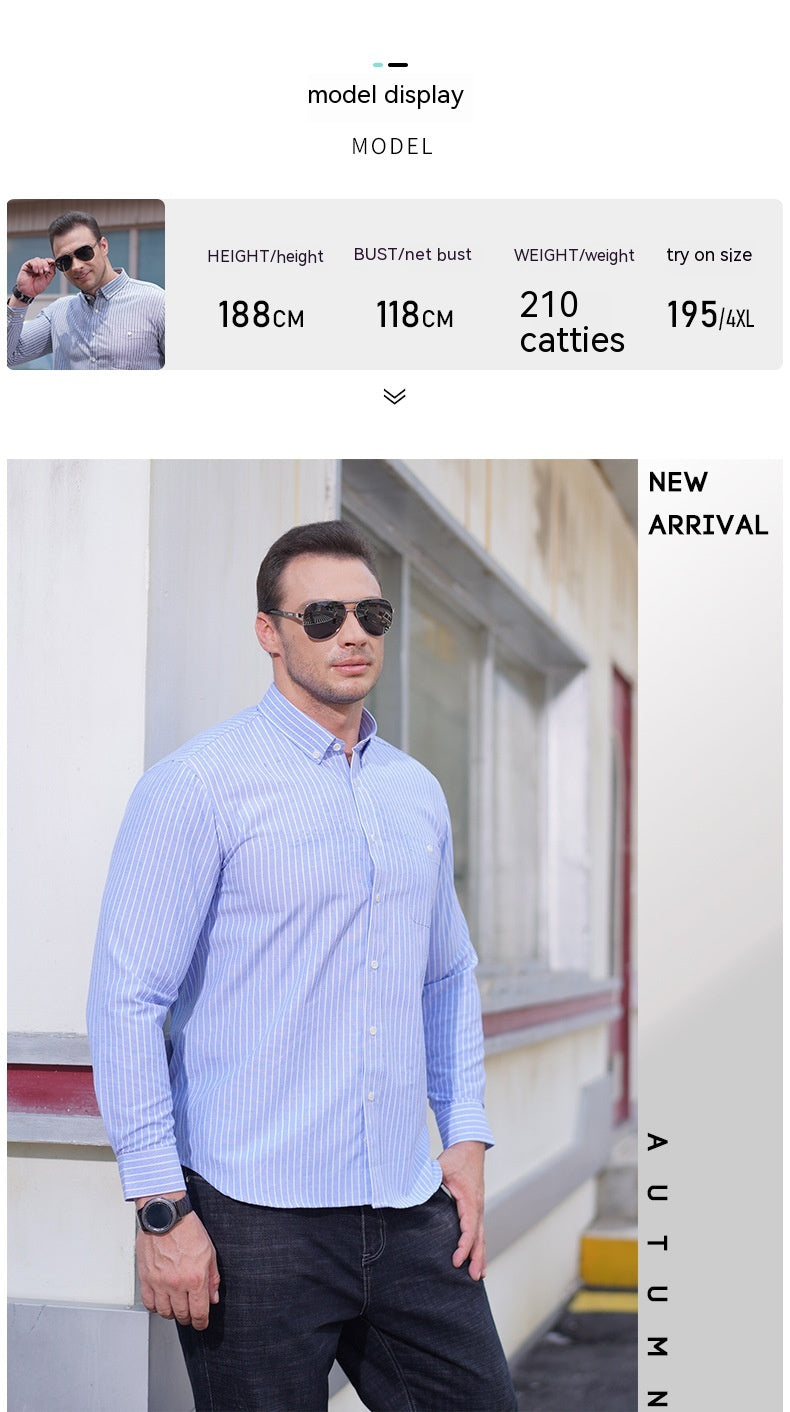 Men's Plus-sized Plus Size Loose Casual Weight-catcher Business Trends Cotton Long Sleeve Shirt