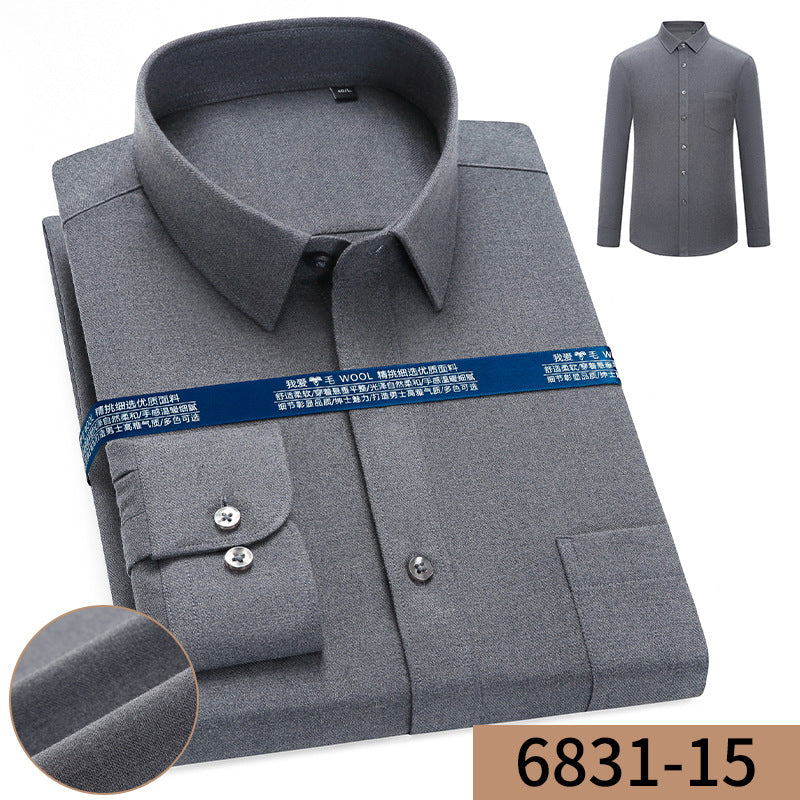 Men's Business Loose Cashmere Long Sleeve Shirt Without Ironing