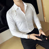 Men's Slim-fit Smooth Fabric Strap Buckle Long-sleeved Shirt