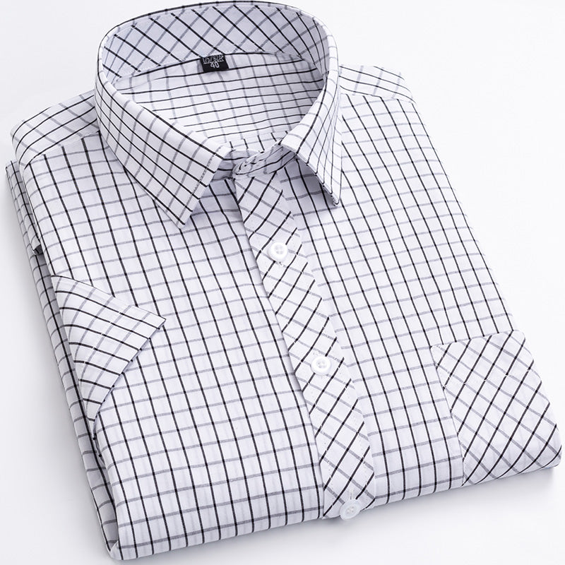 Cotton Men's Plaid Short-sleeved Shirt