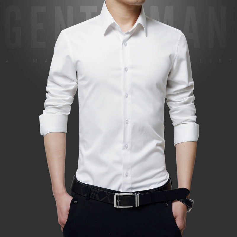 Business Casual Long Sleeve Spread Collar Slim Fit Shirt