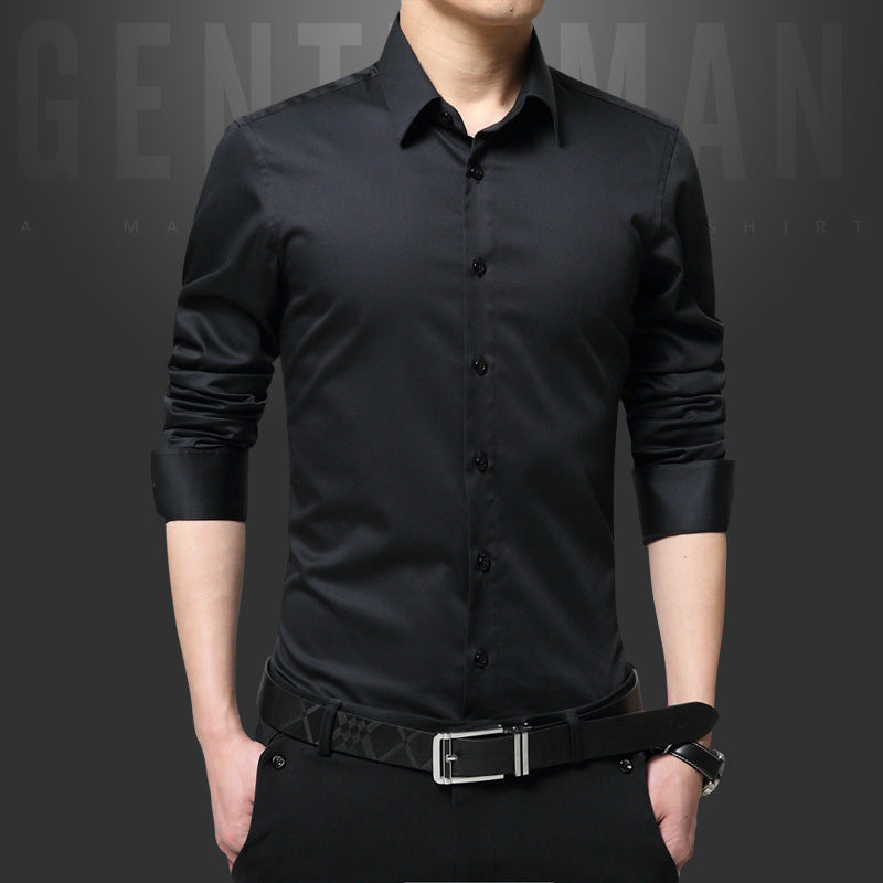 Business Casual Long Sleeve Spread Collar Slim Fit Shirt