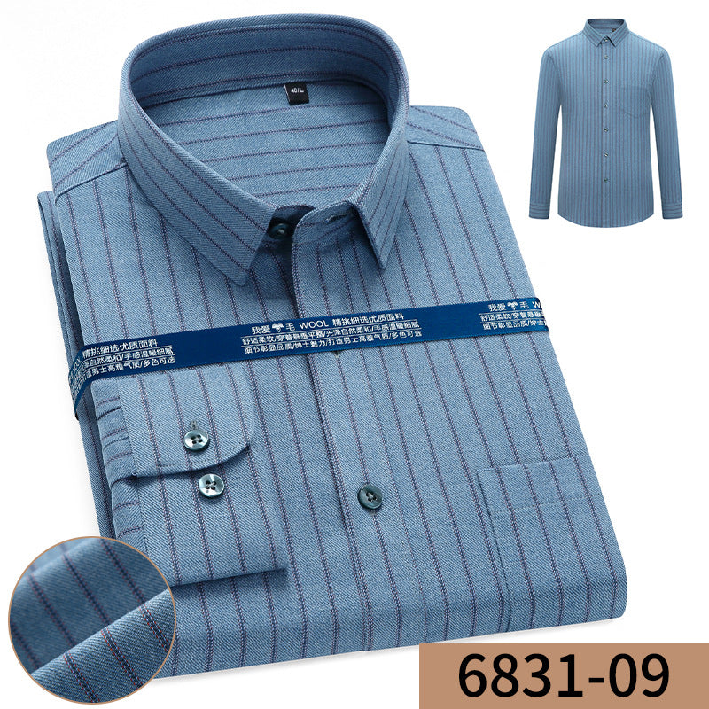 Men's Business Loose Cashmere Long Sleeve Shirt Without Ironing