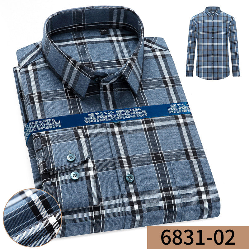 Men's Business Loose Cashmere Long Sleeve Shirt Without Ironing