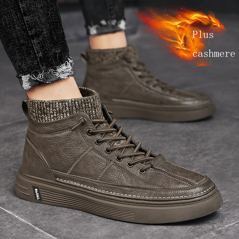 Men's Tooling Plus Fleece Warm High-top Martin Boots