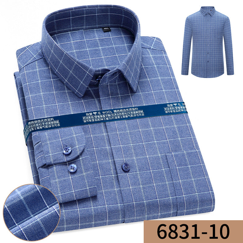 Men's Business Loose Cashmere Long Sleeve Shirt Without Ironing