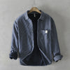 New Men's Brushed Fleece Striped Shirt Jacket