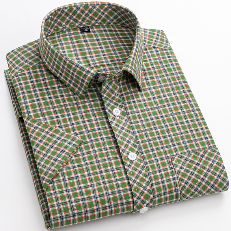 Cotton Men's Plaid Short-sleeved Shirt