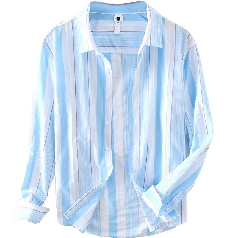 Extremely Hemp JapaneseStriped Casual Long-sleeved Shirt For Men