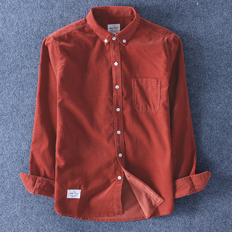 Men's Casual Cotton Corduroy Long Sleeve Shirt