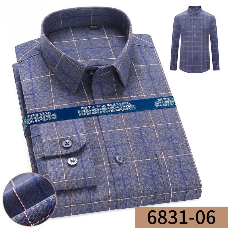 Men's Business Loose Cashmere Long Sleeve Shirt Without Ironing