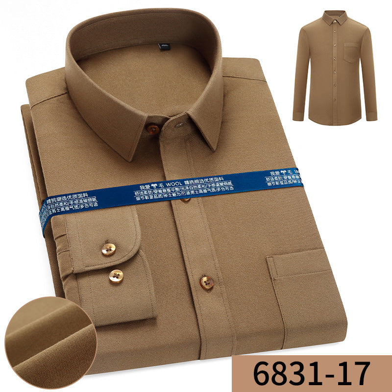 Men's Business Loose Cashmere Long Sleeve Shirt Without Ironing