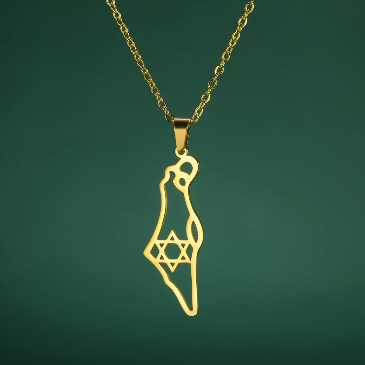 Hollow Star Of David Map Shape Pendant Necklace