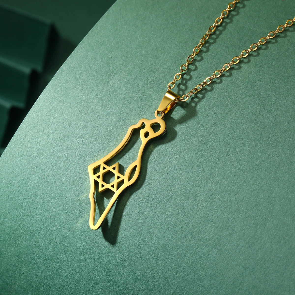 Hollow Star Of David Map Shape Pendant Necklace