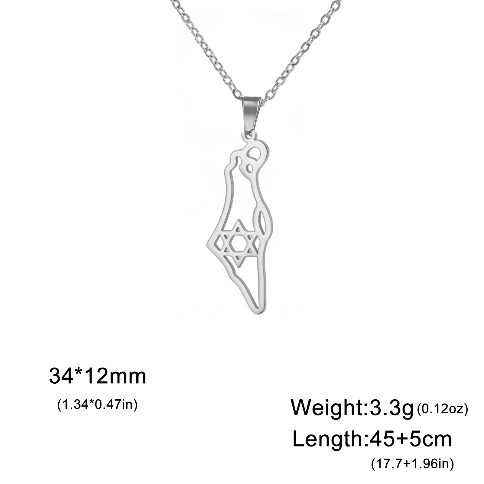 Hollow Star Of David Map Shape Pendant Necklace