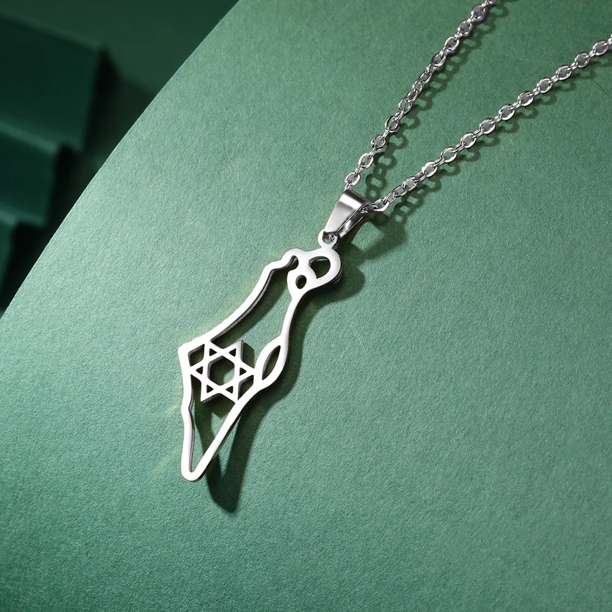 Hollow Star Of David Map Shape Pendant Necklace