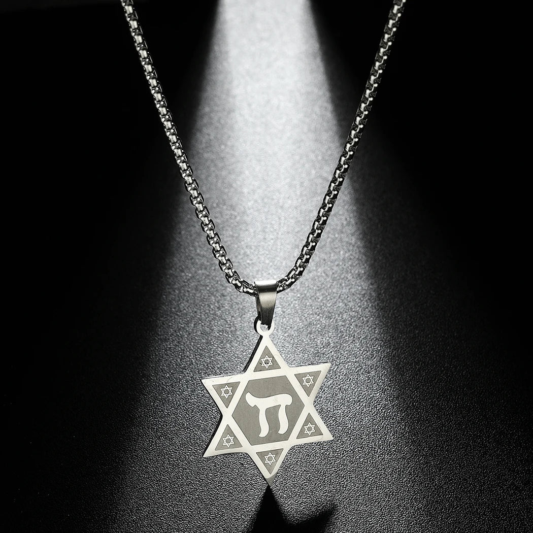 Star Of David Jewish Chai Kabbalah Pendant Necklace