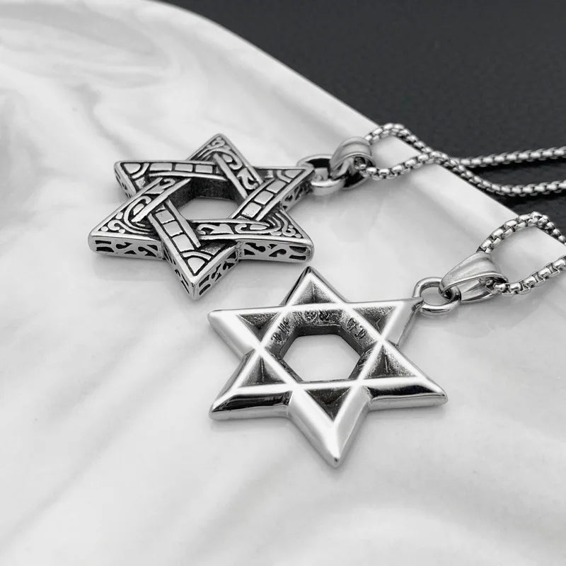 Star Of David Pendant Israel Chain Geometric Necklaces