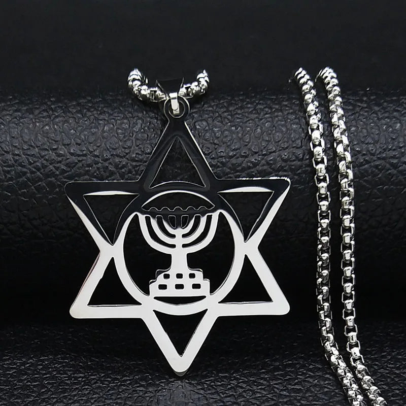 Menorah Star David Jewish Magen Judaica Necklace