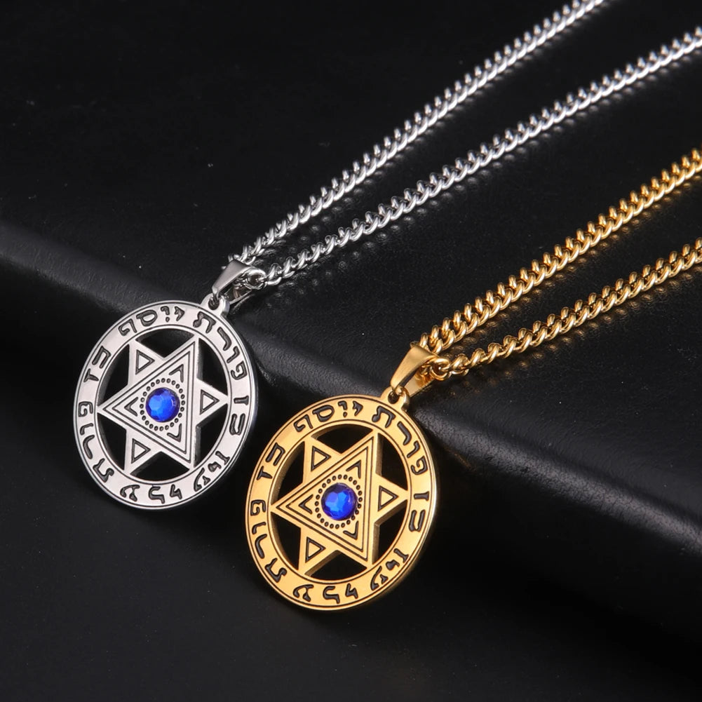 Jewish Six-pointed Star Stainless Steel Pendant Necklaces