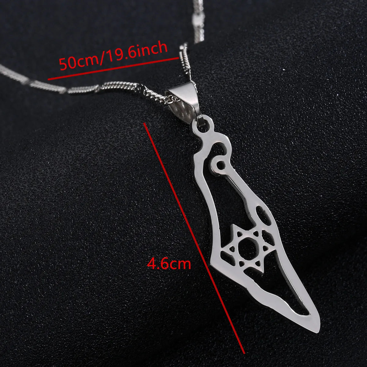 Stainless Steel Israel Map Pendant Necklace