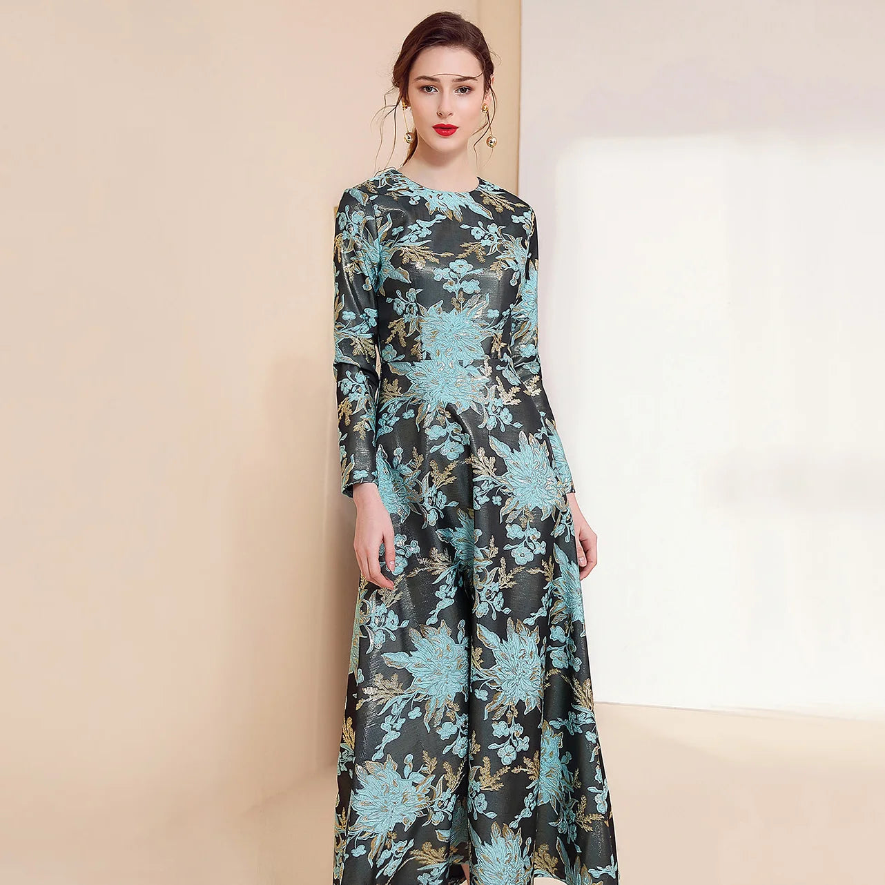 Jacquard Printed Long Dress