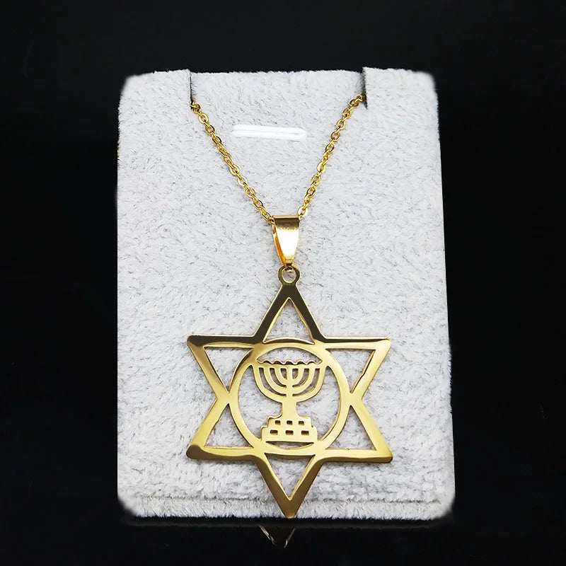 Jewish Menorah Faith Lamp Stainless Steel Necklace