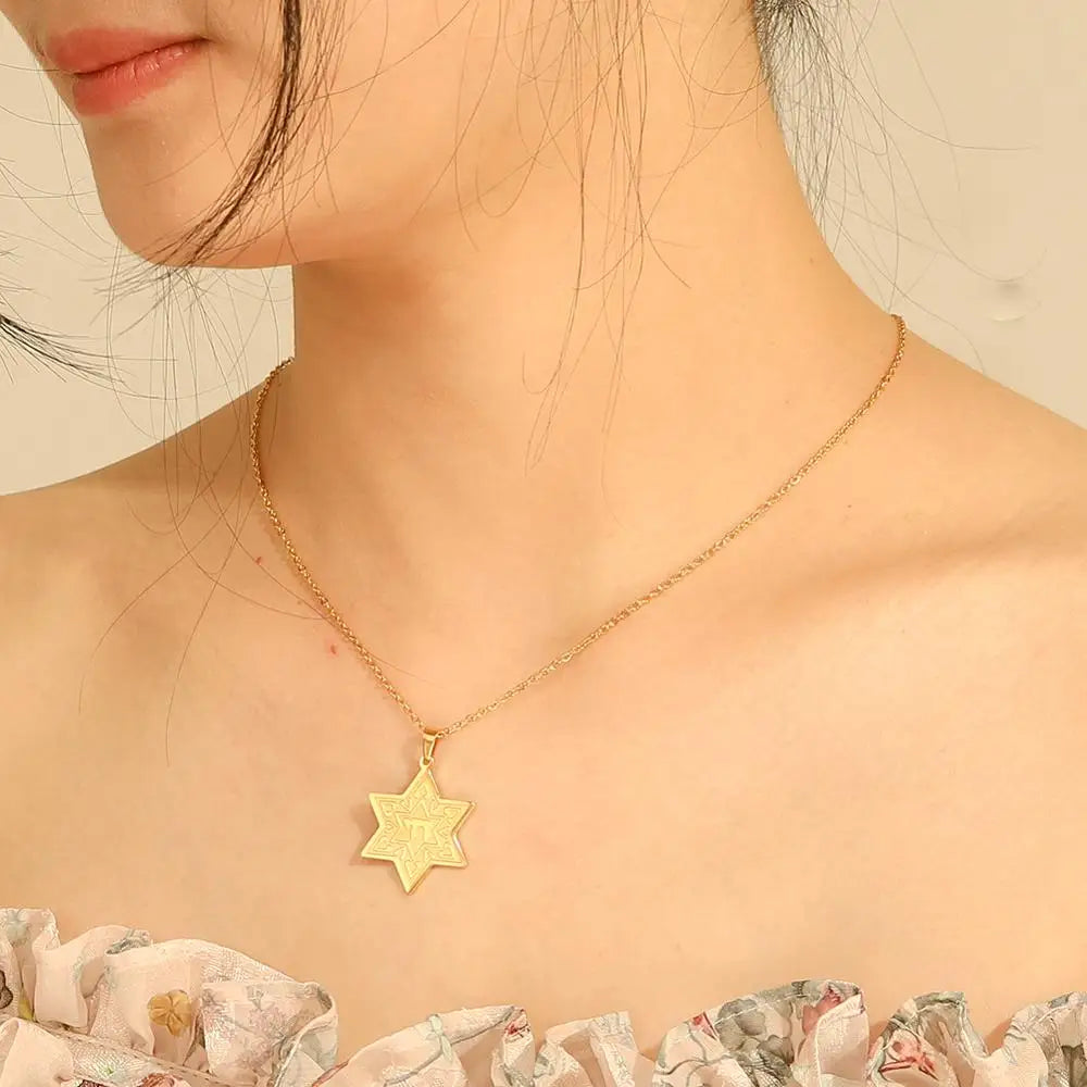 Jewish Judaism Star Of David Chai Pendant Necklace