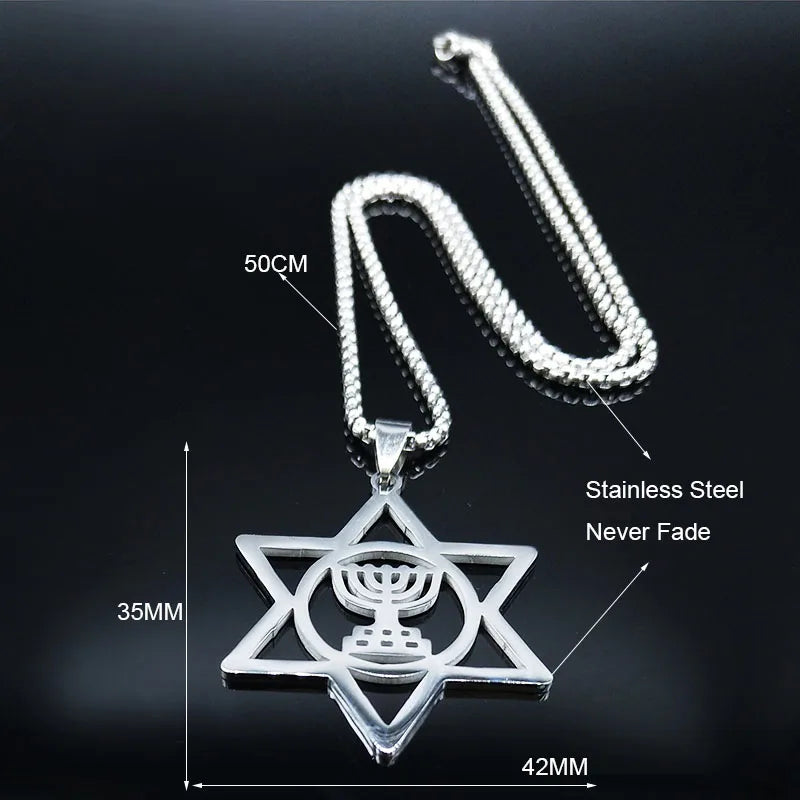 Menorah Star David Jewish Magen Judaica Necklace
