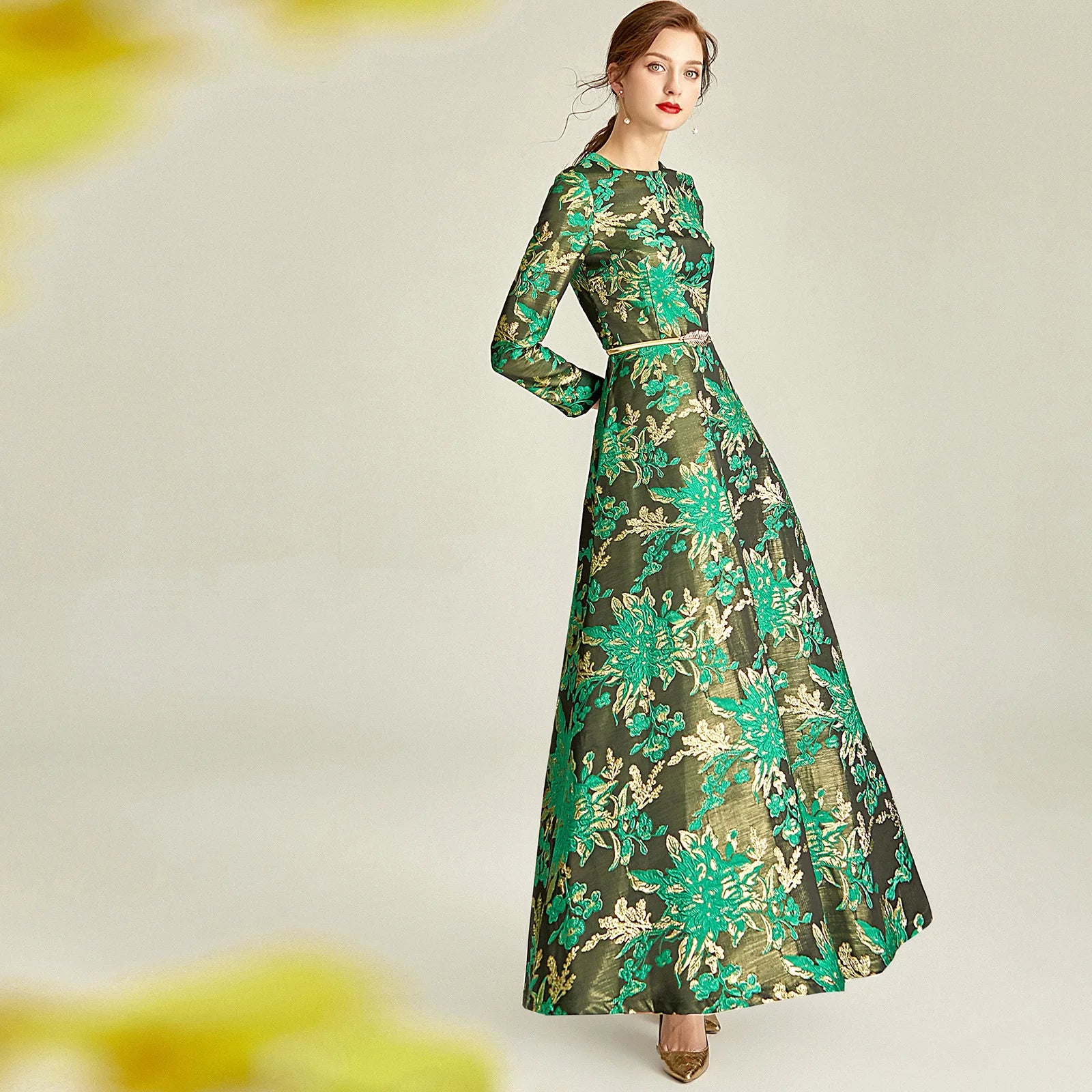 Jacquard Printed Long Dress