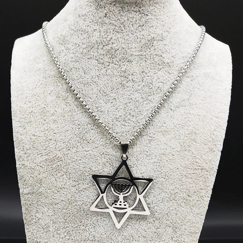 Menorah Star David Jewish Magen Judaica Necklace